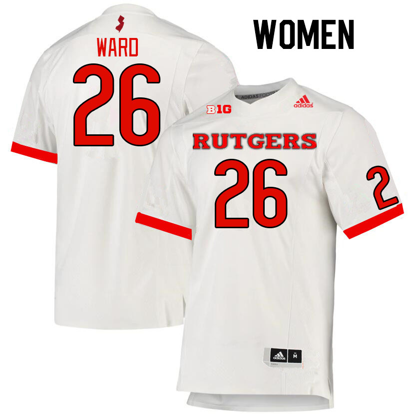 Women #26 Timmy Ward Rutgers Scarlet Knights College Football Jerseys Stitched Sale-White - Click Image to Close